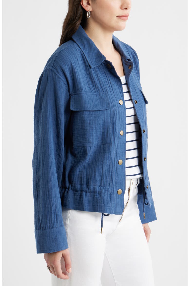 Cotton Gauze Utility Jacket, Alternate, color, NAVY DENIM