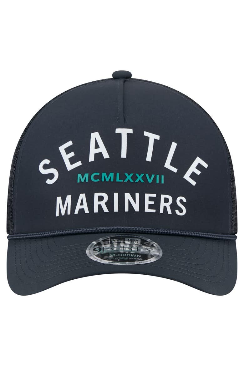Men's New Era  Navy Seattle Mariners Minimalist 9FORTY A-Frame Adjustable Hat, Alternate, color, Navy