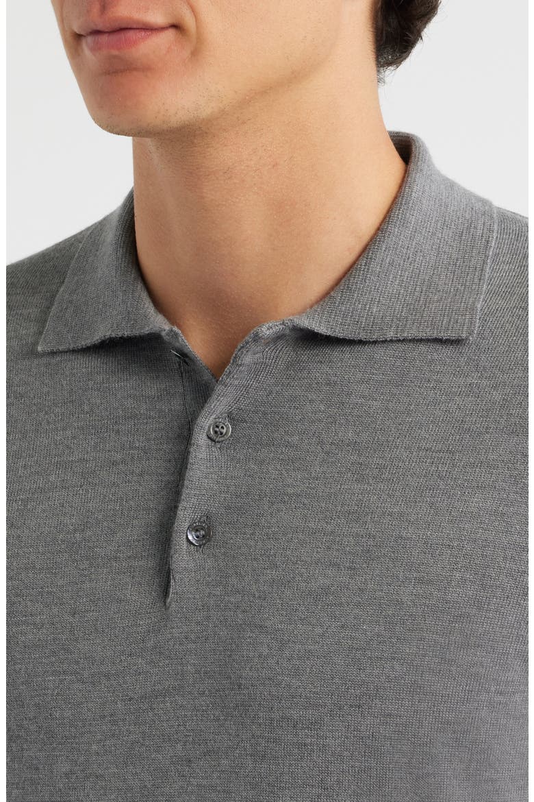 Long Sleeve Cashwool® Polo Sweater, Alternate, color, DARK GREY