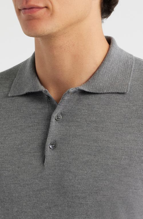 Aurélien Long Sleeve Cashwool® Polo Sweater In Gray