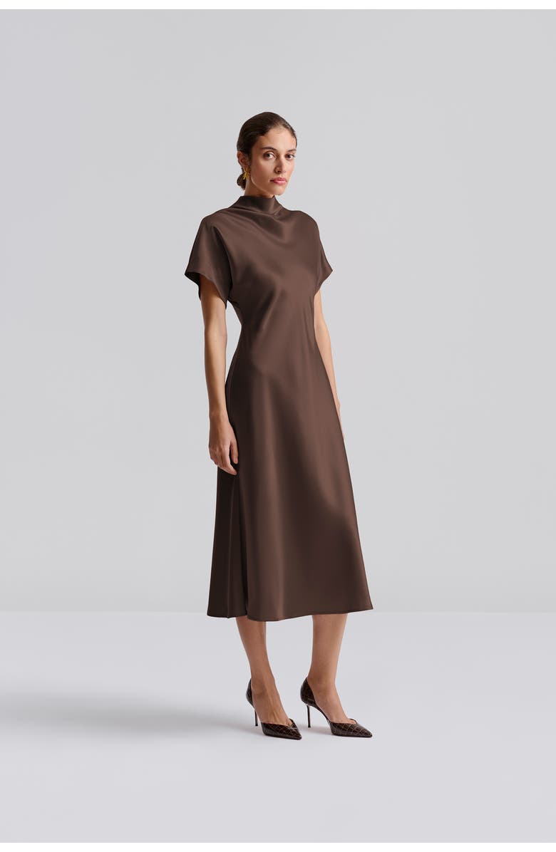 Malina Milena Cape Midi Dress, Main, color, Chocolate