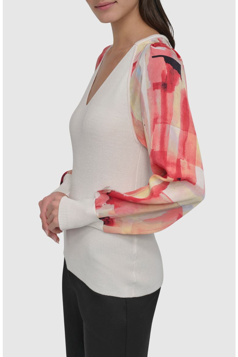 Mixed Media Sweater, Alternate, color, IVORY/PANE