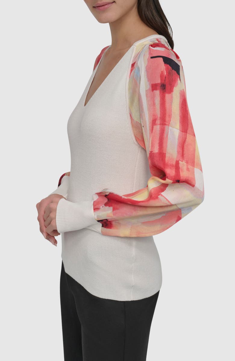 DKNY Mixed Media Sweater, Alternate, color, Ivory/Pane