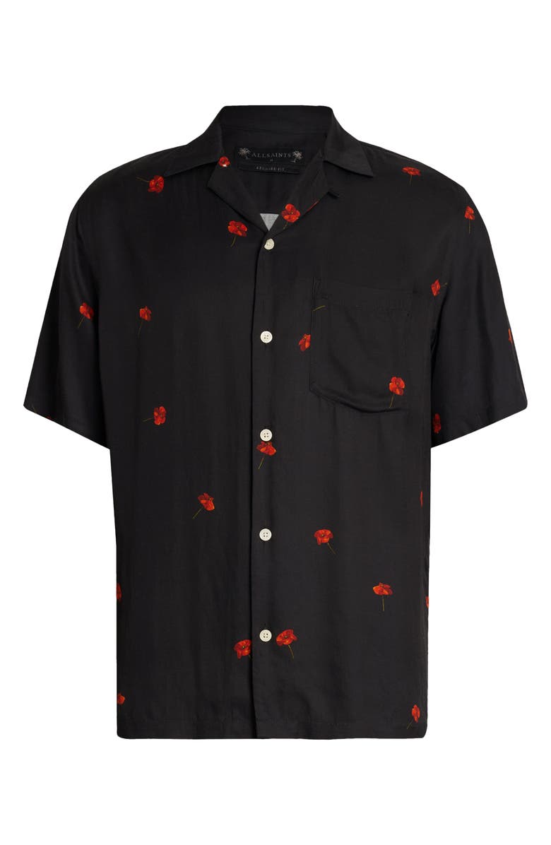 AllSaints Poppies Floral Camp Shirt, Alternate, color, 