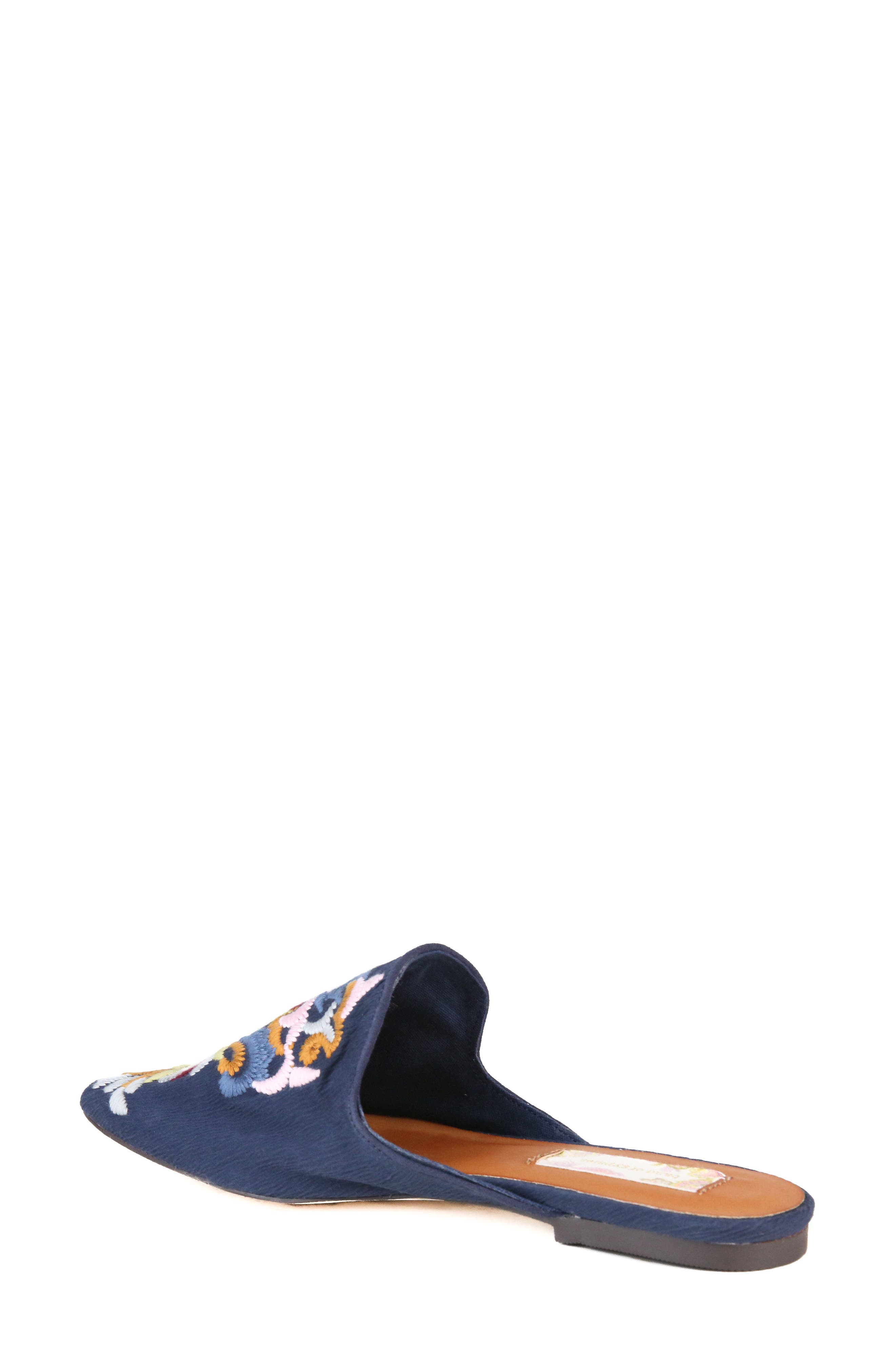 Band of Gypsies Landslide Embroidered Mule Flat, Alternate, color, NAVY CASCADE