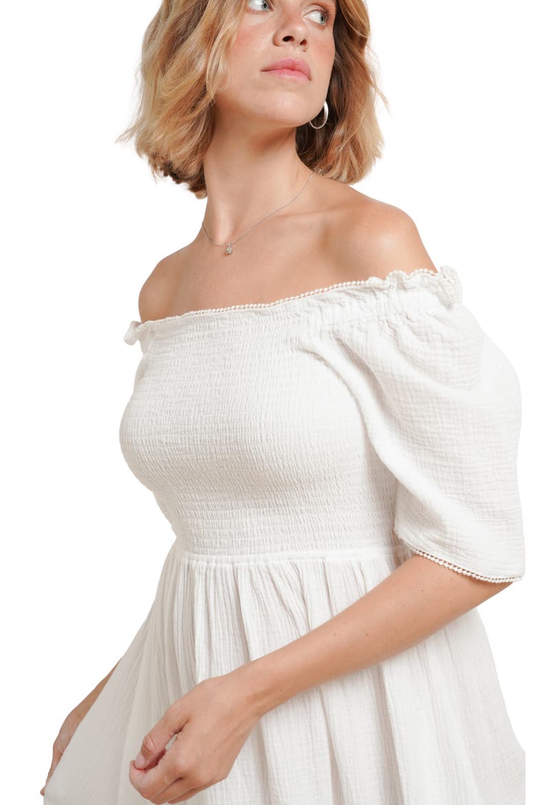 Raquel Maternity & Nursing Cotton Gauze Dress, Alternate, color, White