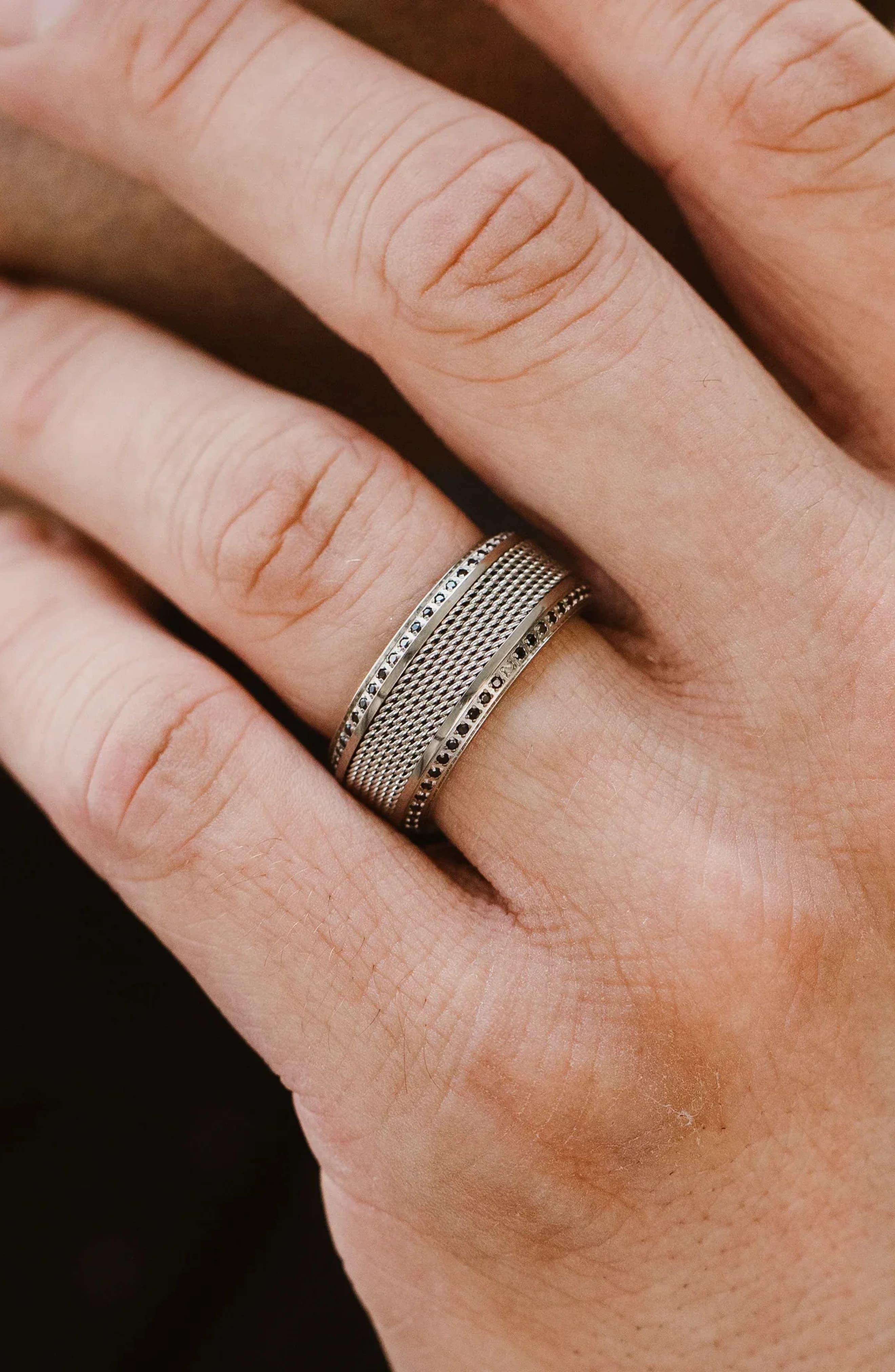 Titanium Cold Setting Larson Jewelers Gauntlet Steel Chain Titanium Wedding Ring (Men ...