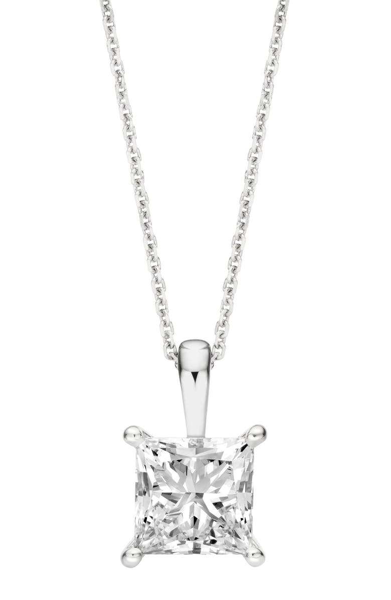 LIGHTBOX Lab-Grown Princess Cut Diamond Pendant Necklace, Main, color, 