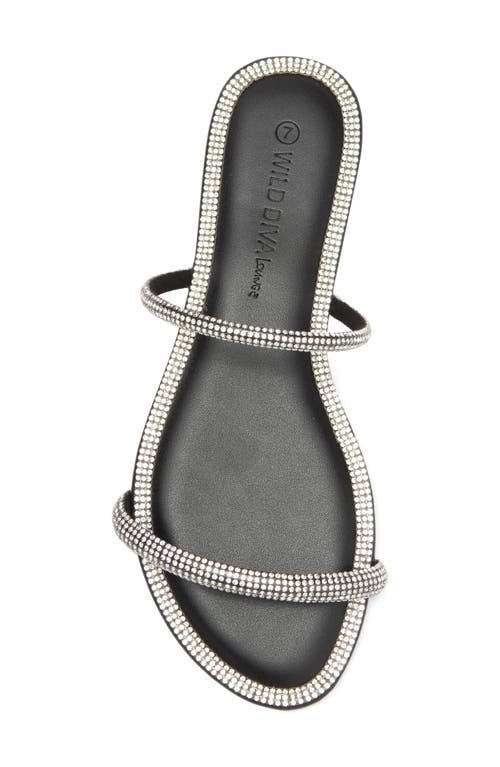 Wild Diva Lounge Roo Rhinestone Slide Sandal In Black