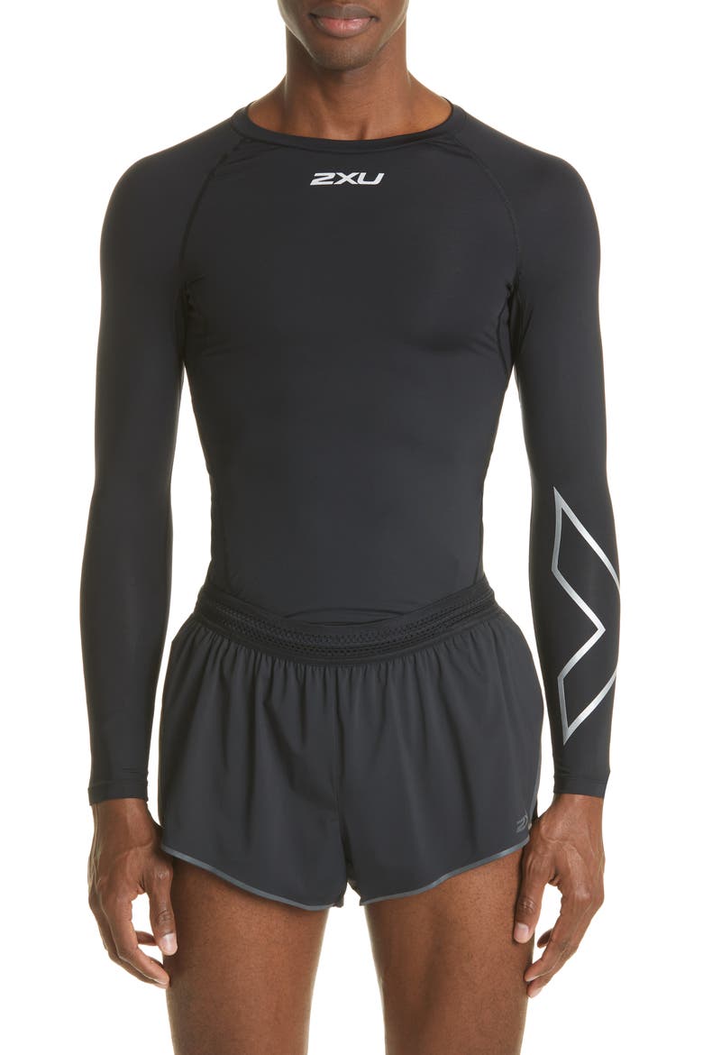Core Compression Long Sleeve Top, Main, color, BLACK/ SILVER