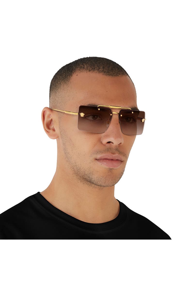 Versace 60mm Gradient Rectangular Sunglasses, Alternate, color, 
