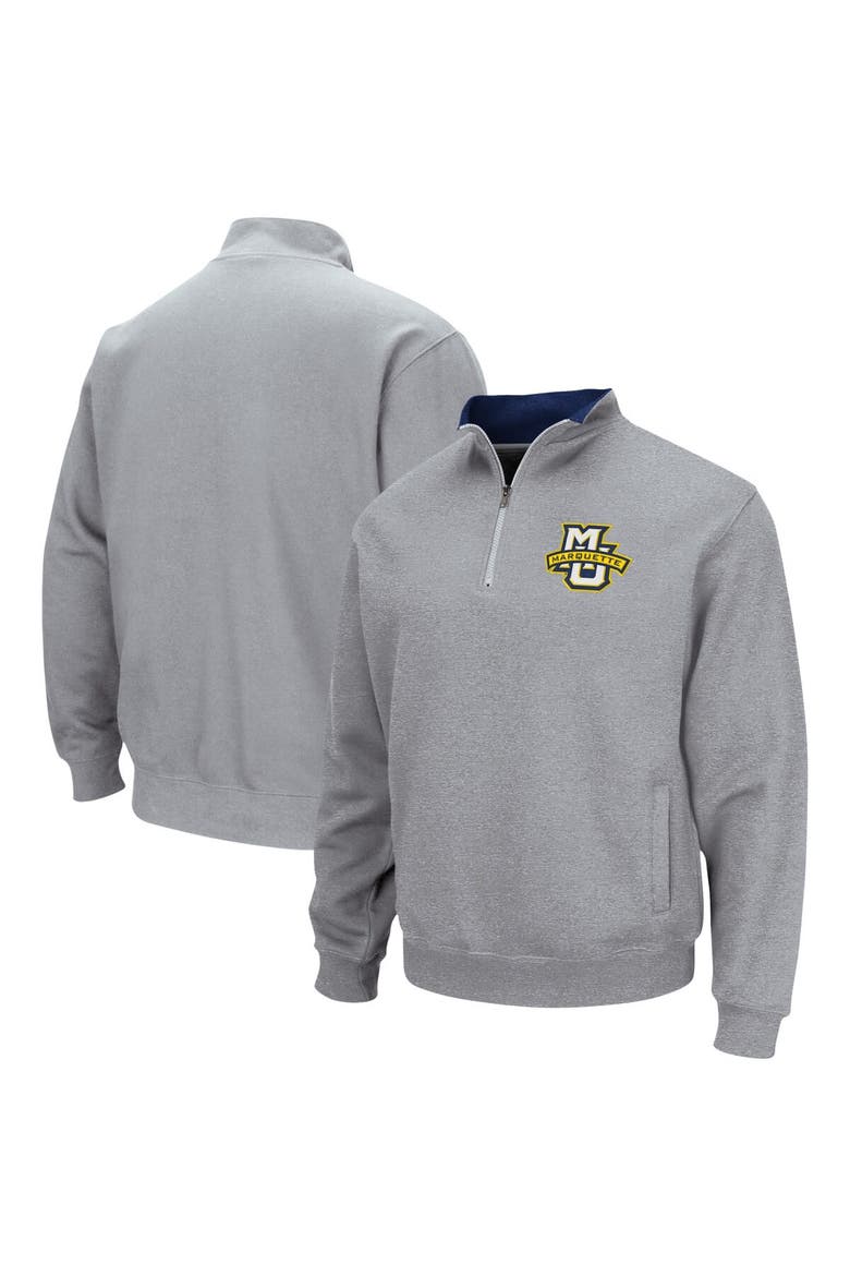Men's Colosseum Heathered Gray Marquette Golden Eagles Tortugas Team Logo Quarter-Zip Jacket, Main, color, Heather Gray