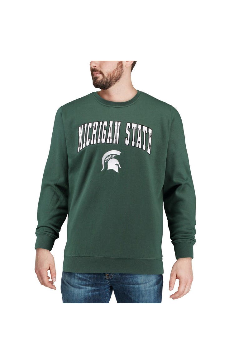 Men's Colosseum Green Michigan State Spartans Arch & Logo Crew Neck Sweatshirt, Alternate, color, Green