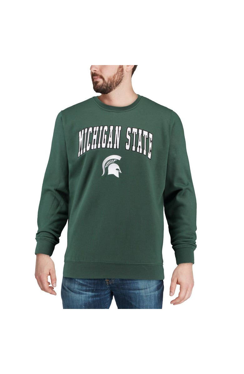 COLOSSEUM Men's Colosseum Green Michigan State Spartans Arch & Logo Crew Neck Sweatshirt, Alternate, color, Green