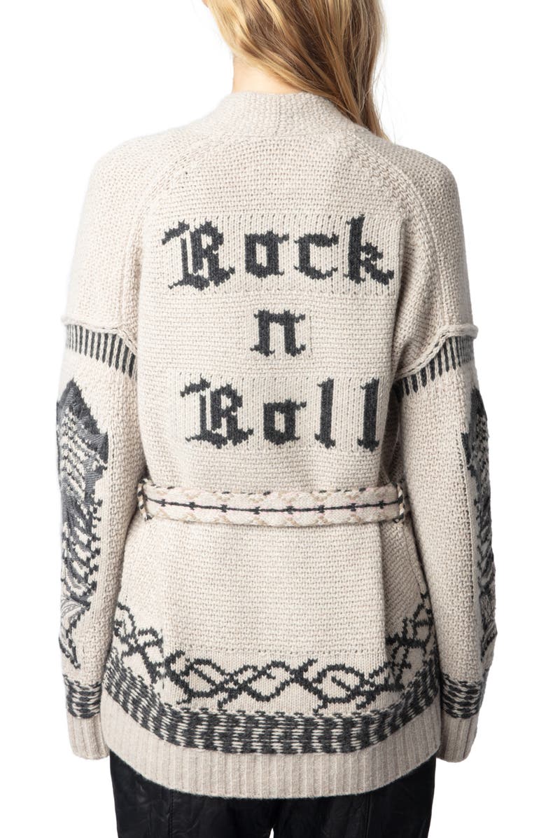 Zadig & Voltaire LC R&R Tie Belt Merino Wool Blend Sweater, Alternate, color, 