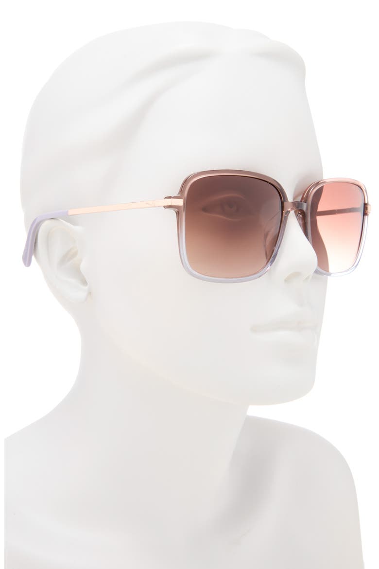 57mm Gradient Square Sunglasses, Alternate, color, BROWN