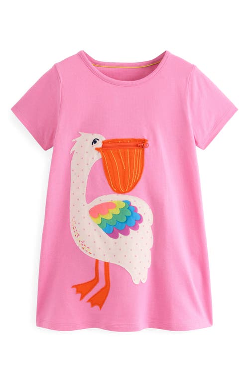 Mini Boden Kids' Pelican Pocket Appliqué Cotton Graphic Tunic In Vintage Mauve Pelican