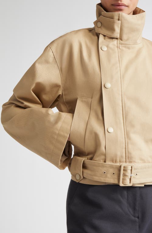 Brandon Maxwell The Lily Cotton Twill Moto Jacket In Brown