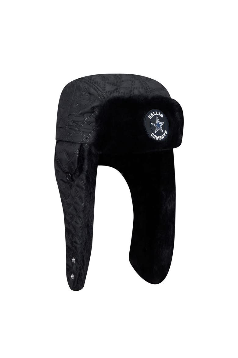 Men's New Era Black Dallas Cowboys Quilted Trapper Hat, Alternate, color, Black