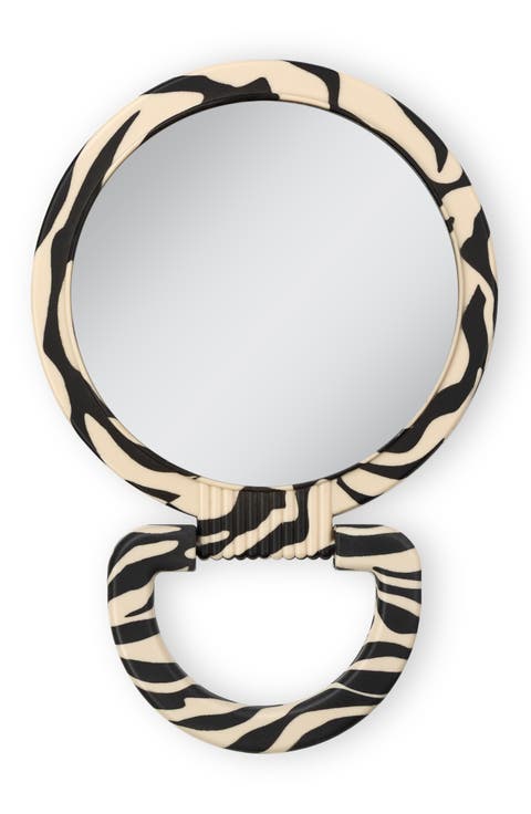 Dual-Sided Hanging Handheld Mirror in Soft-Touch