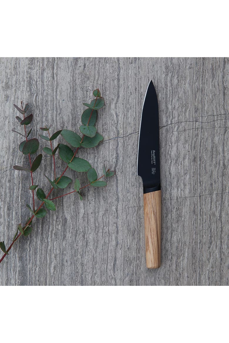 Black 5" Utility Knife, Main, color, BLACK/ NATURAL WOOD