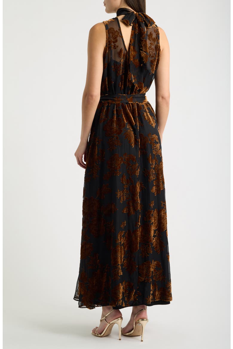 Velvet Burnout Sleeveless Maxi Dress, Alternate, color, BLACK MULTI