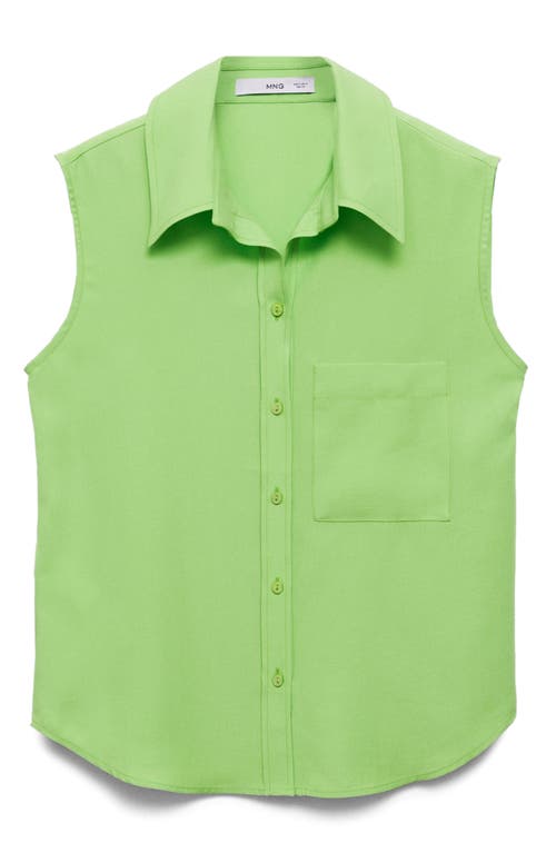 Shop Mango Sleeveless Button-up Shirt In Green