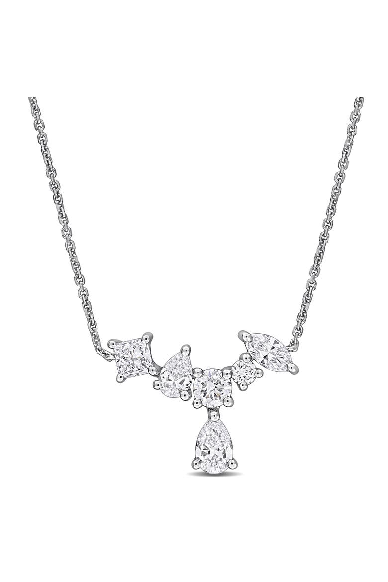 Multi-Shape Lab-Grown Diamond Drop Necklace 14K, Main, color, White Gold