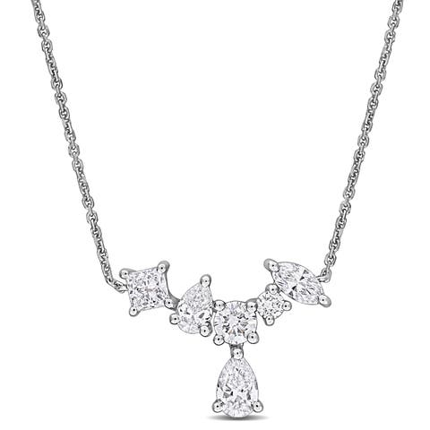 Multi-Shape Lab-Grown Diamond Drop Necklace 14K