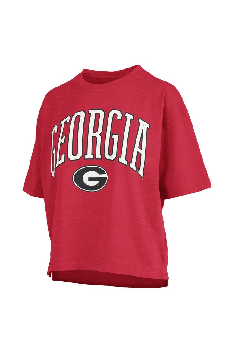 Women's Pressbox Red Georgia Bulldogs Nelson Arch Over Logo Waist Length Oversized Slub T-Shirt, Alternate, color, Red