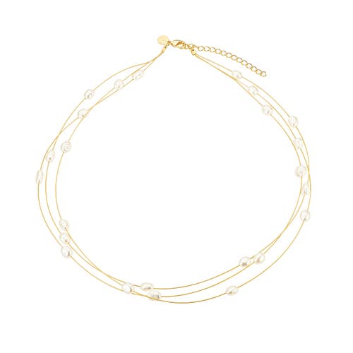 Untamed Petals Pacific Pearl Choker In Gold