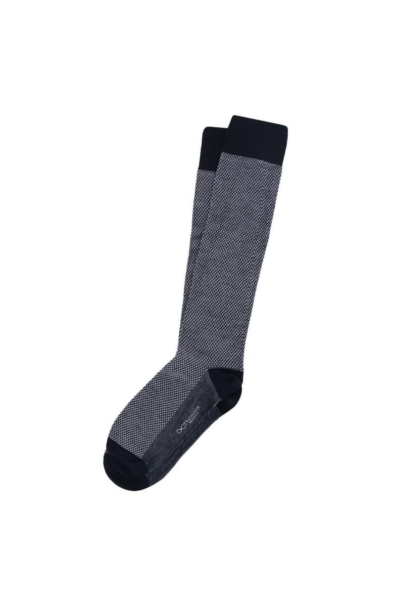 Trafalgar Clayton Birdseye Over The Calf Mercerized Cotton Socks, Alternate, color, Black And Ash