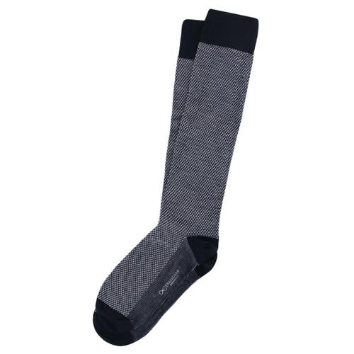Trafalgar Clayton Birdseye Over The Calf Mercerized Cotton Socks In Black And Ash