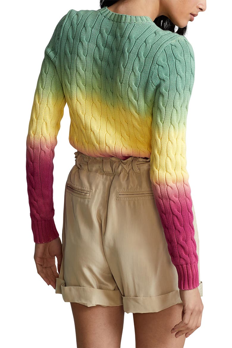 Tie Dye Stripe Cotton Cable Sweater, Alternate, color, MULTI