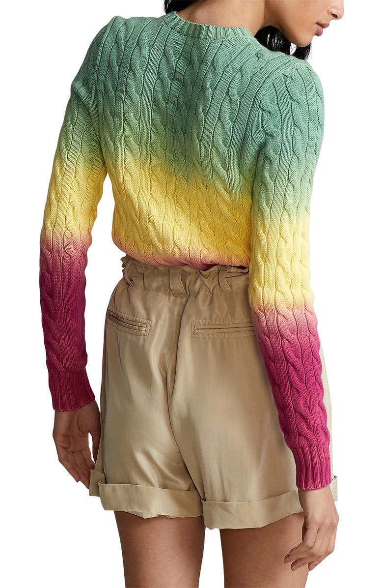 Polo Ralph Lauren Tie Dye Stripe Cotton Cable Sweater, Alternate, color,