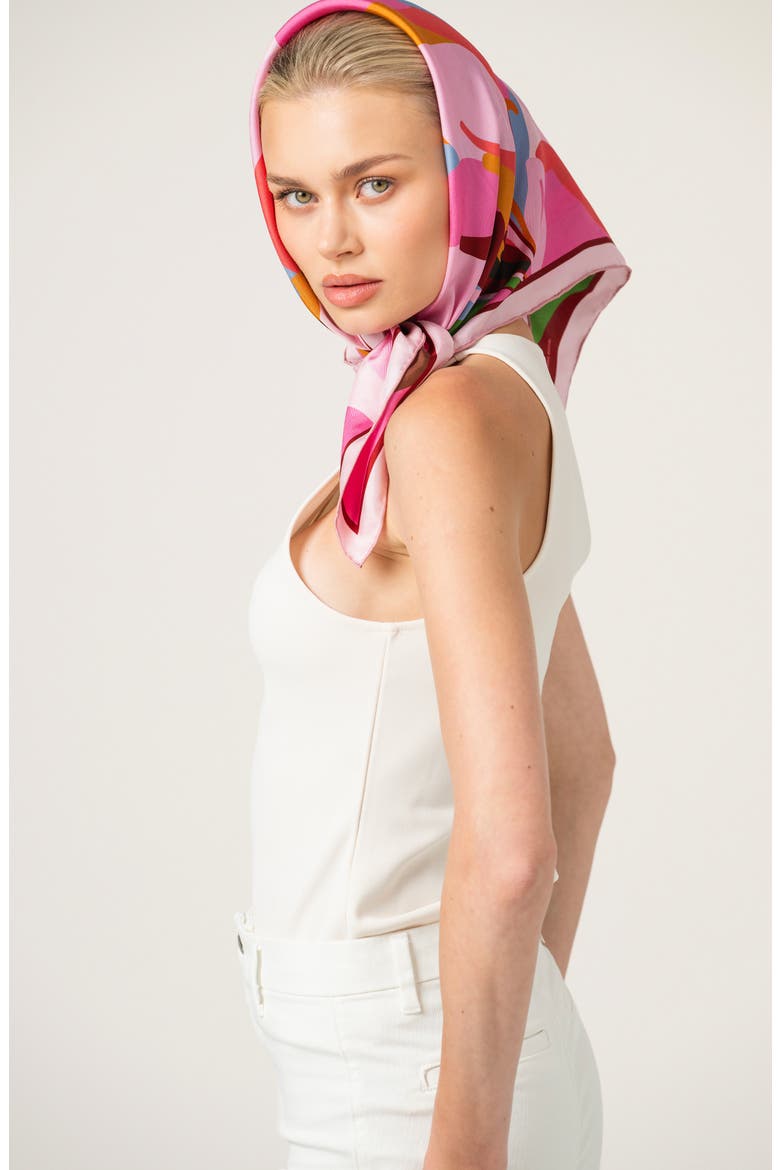 Petal Mirage Double Sided Silk Scarf, Alternate, color, Pink