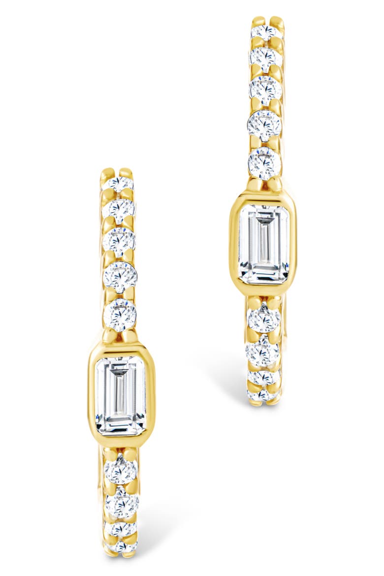 Cubic Zirconia Hoop Earrings, Alternate, color, GOLD
