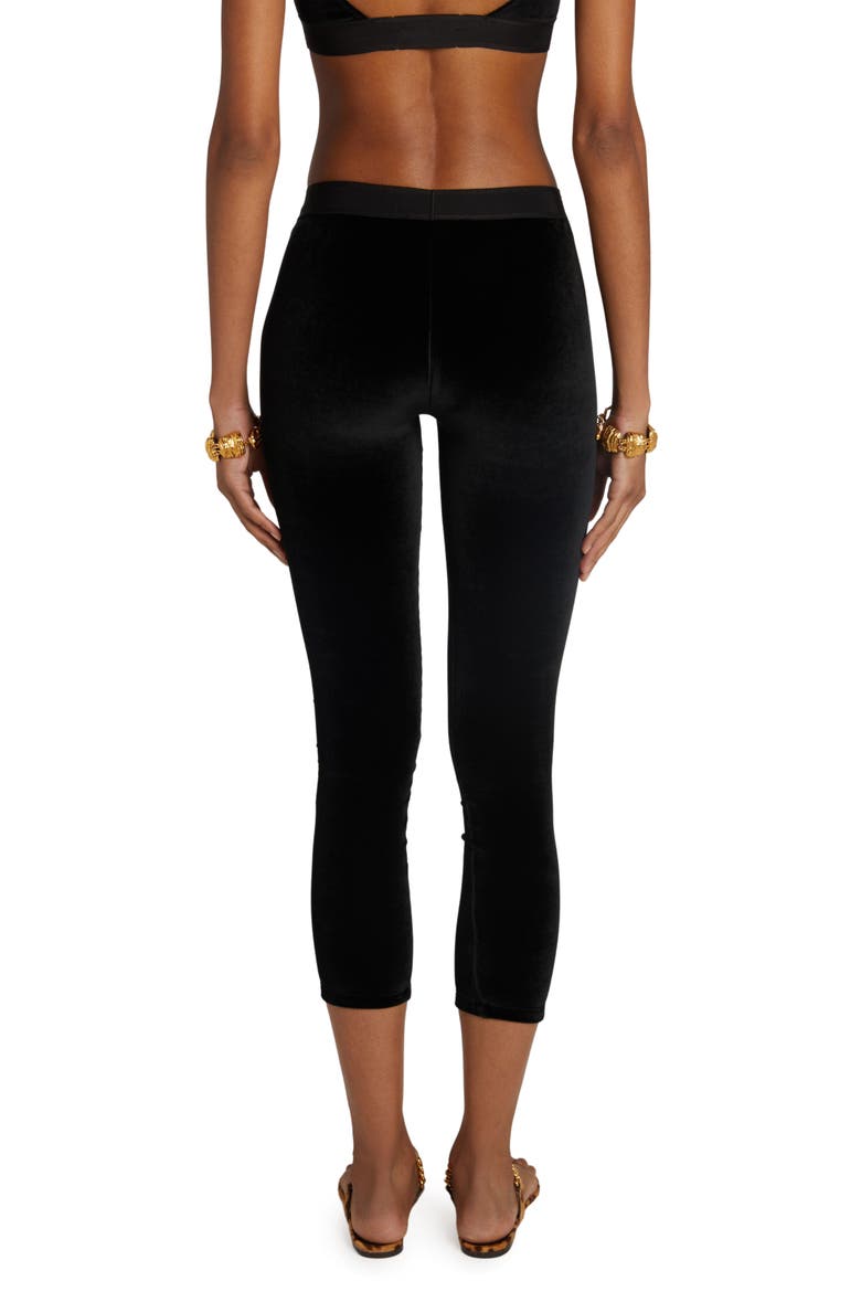 Signature Velour Crop Leggings, Alternate, color, LB999 BLACK