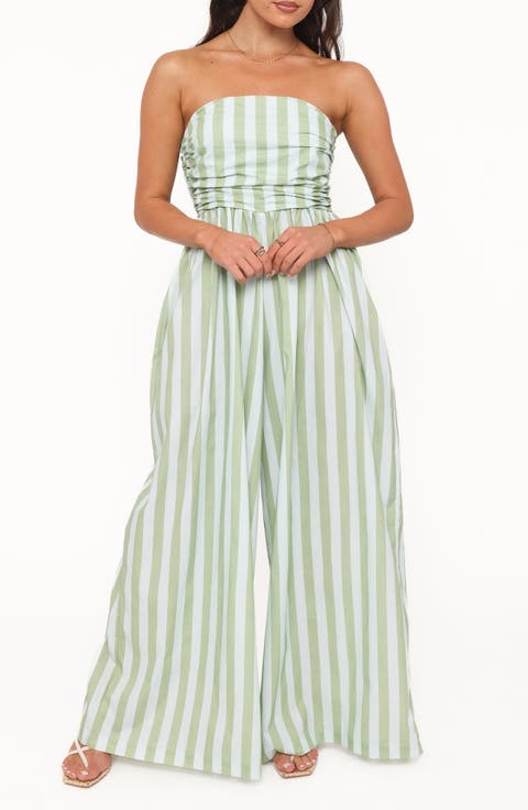 Paige Stripe Strapless Jumpsuit