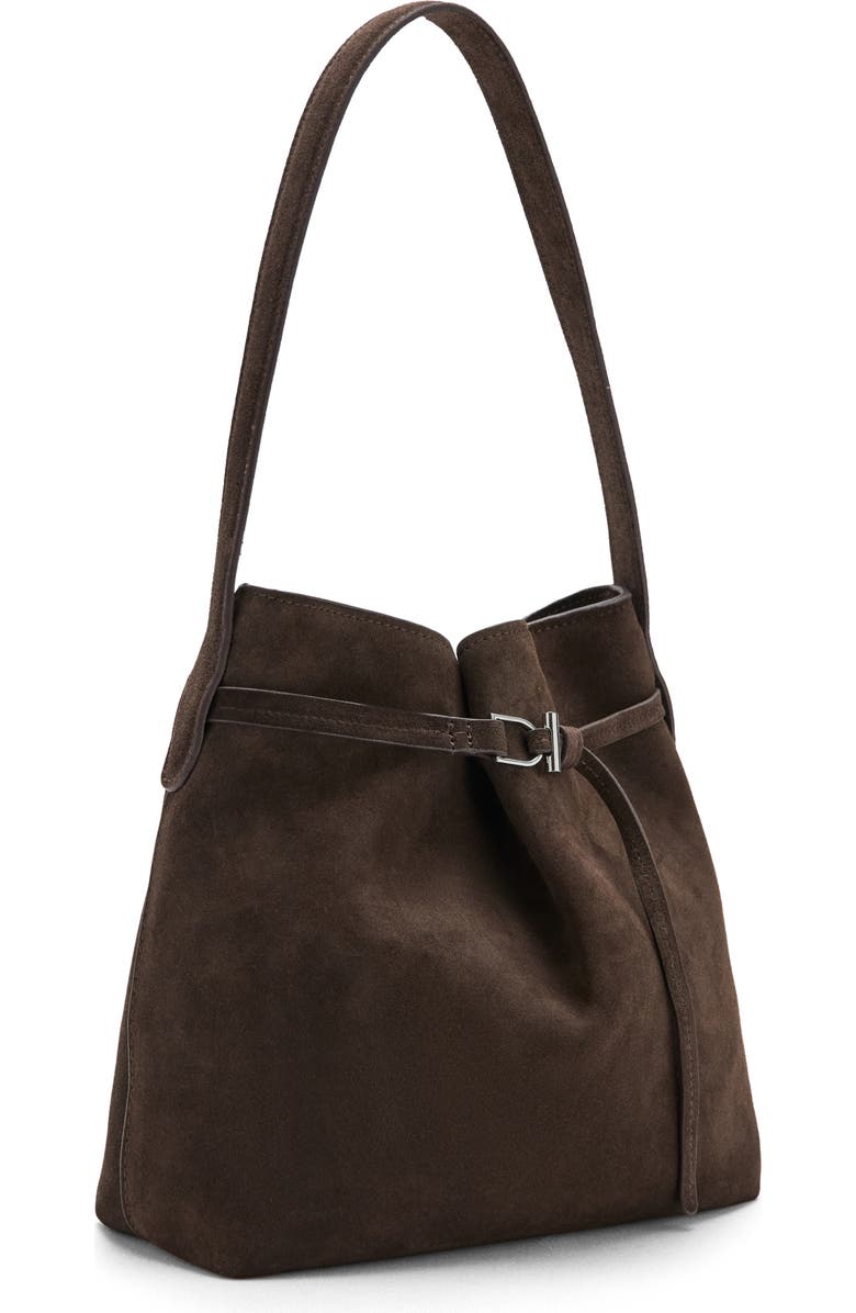MANGO Suede Buckle Bucket Bag, Alternate, color,