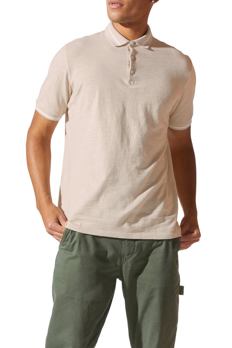Match Point Tipped Slub Short Sleeve Polo, Main, color, PEYOTE