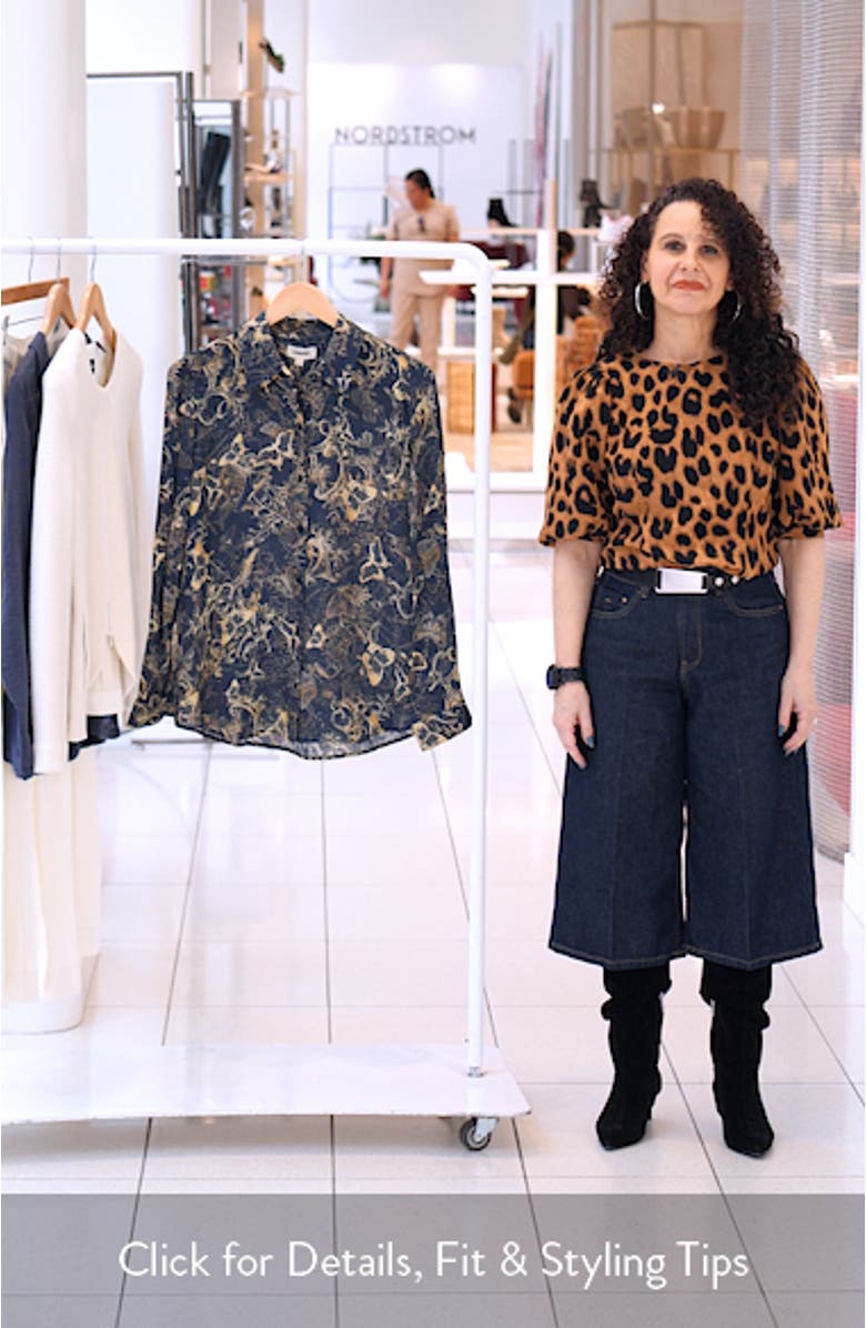 Nina Zodiac Toile Print Silk Button-Up Shirt, sales video thumbnail