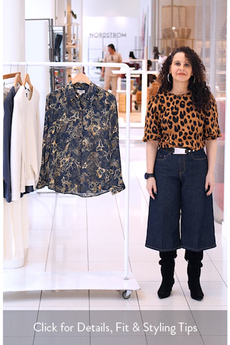 Nina Zodiac Toile Print Silk Button-Up Shirt video