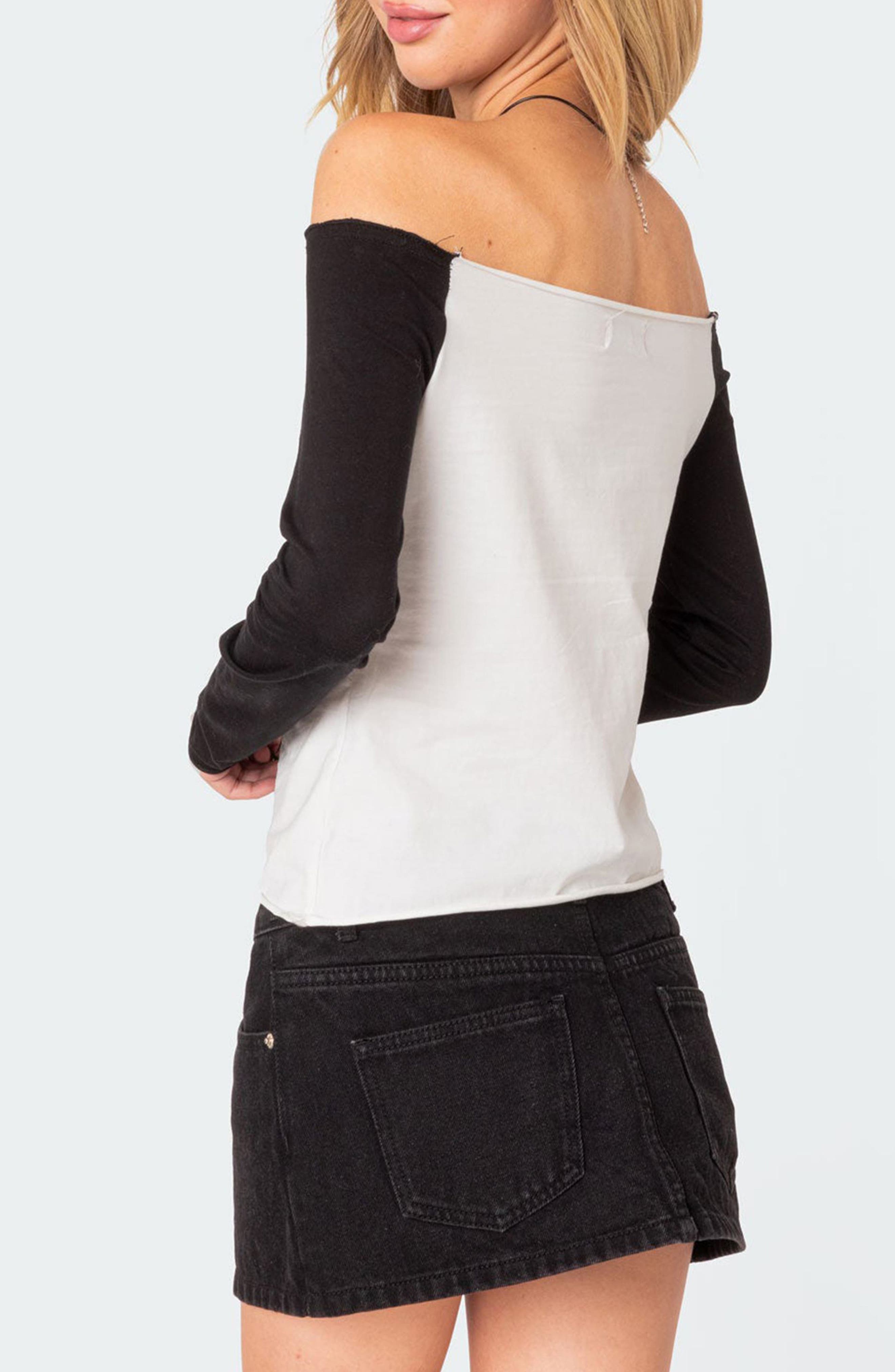 Tom Off the Shoulder Colorblock Top - image 2