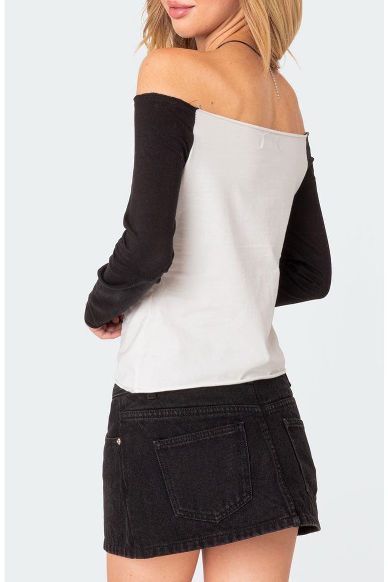 Tom Off the Shoulder Colorblock Top, Alternate, color, BLACK-AND-WHITE