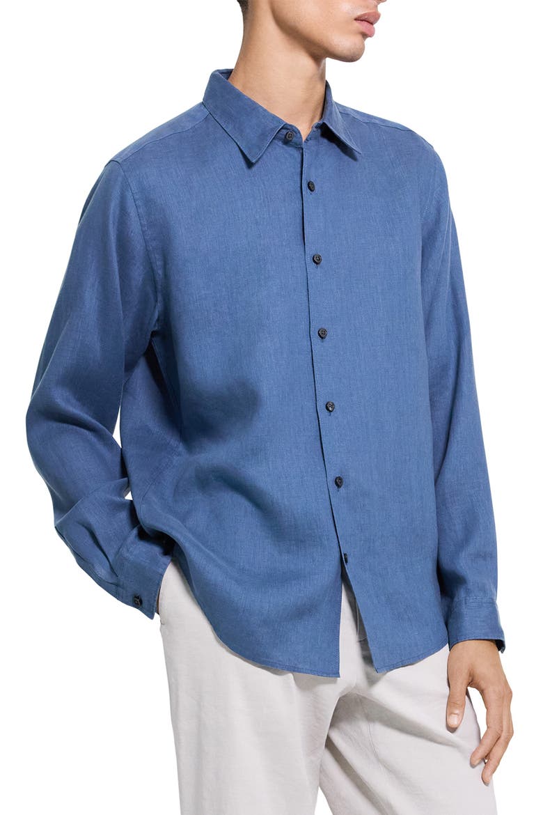 Irving Solid Linen Button-Up Shirt, Alternate, color, BERING - 0CS
