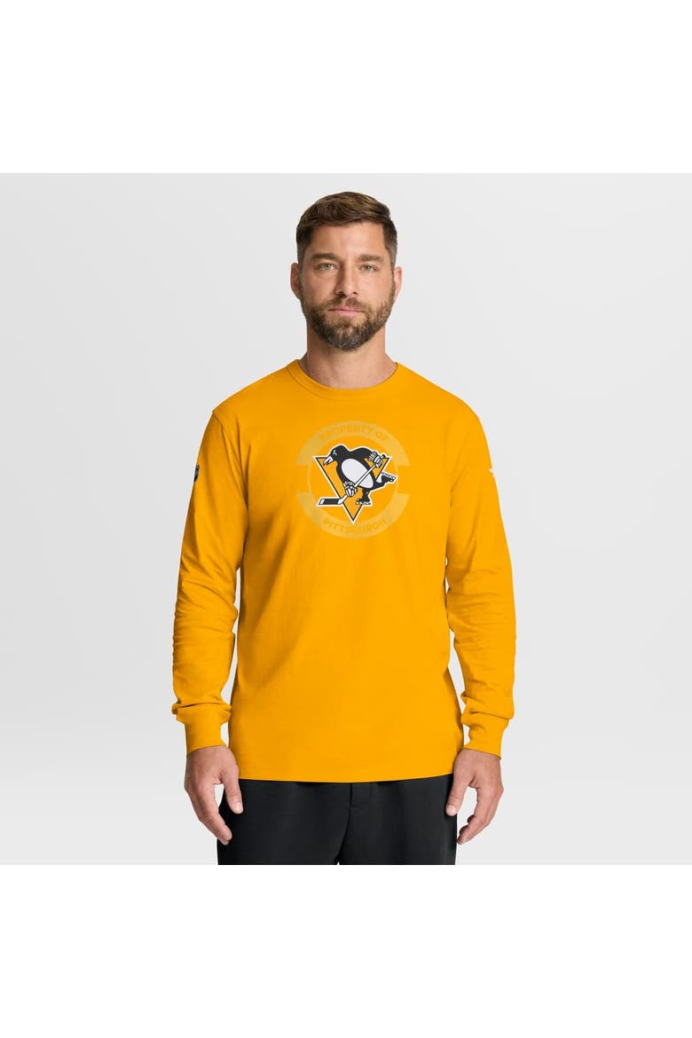 Men's Fanatics Gold Pittsburgh Penguins Authentic Pro Property Of Practice Long Sleeve T-Shirt, Main, color, Gold