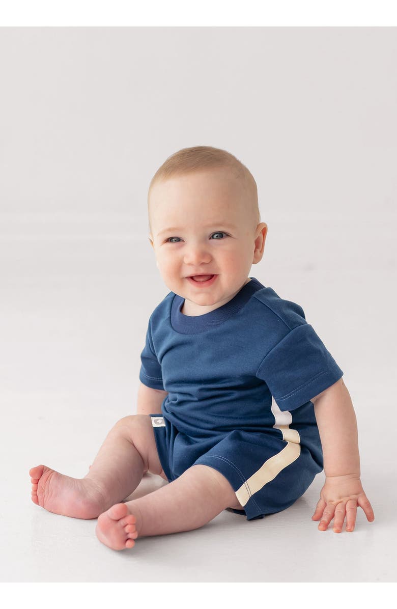 Beckett and Bear Knox Short Sleeve Romper, Alternate, color, Blue