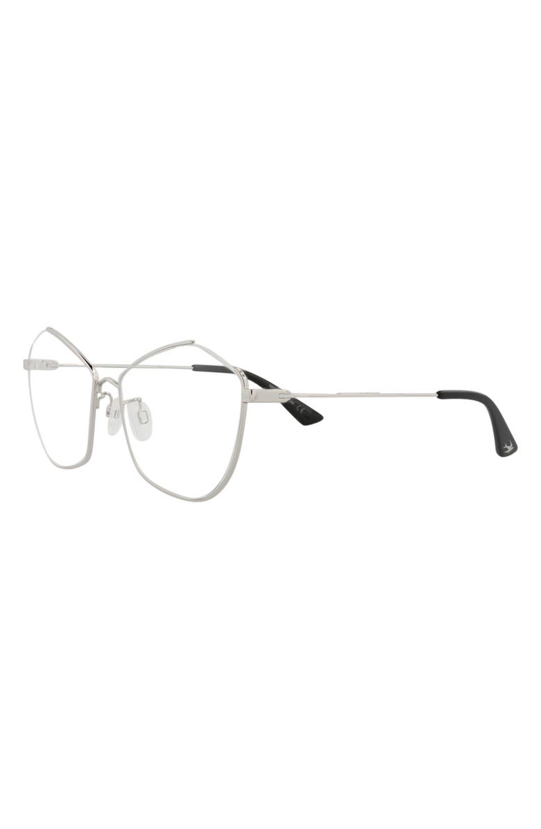 McQueen 56mm Cat Eye Optical Glasses, Alternate, color, Silver Silver Transparent