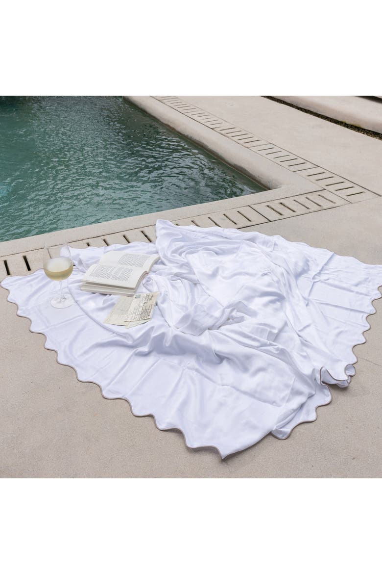 Organic Natural Scallop Bed Sheet Set, Alternate, color, Sable Waves